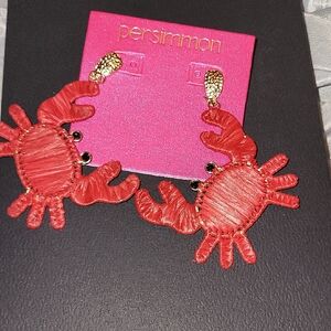 Persimmon Red Crab Statement Earrings TL